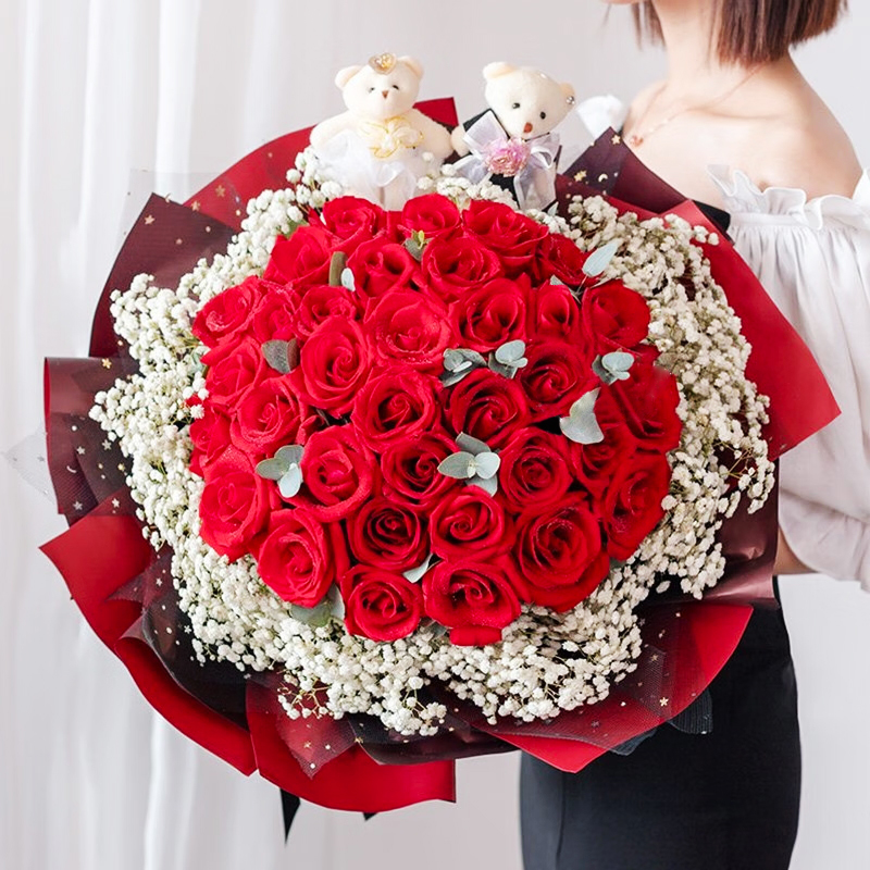 【三生三世】台灣同城配送情人節33朵紅玫瑰表白鮮花速遞玫瑰香槟花束玫瑰四季開花濃香綠植物 【三生三世】台灣同城配送情人節33朵紅玫瑰表白鮮花速遞玫瑰香槟花束玫瑰四季開花濃香綠植物