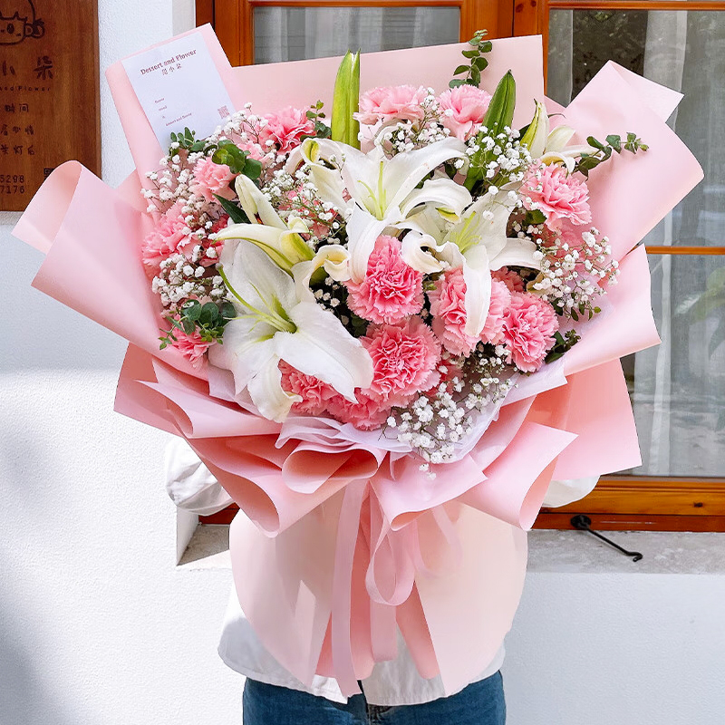 【相濡以沫】台灣同城配送鮮花真花康乃馨玫瑰花永生花禮盒母親教師節情人節生日禮物鮮花送老婆 康乃馨燈光擺件禮盒_平安健康 送女生女友女神節老婆朋友母親媽媽老畢業季教師老師